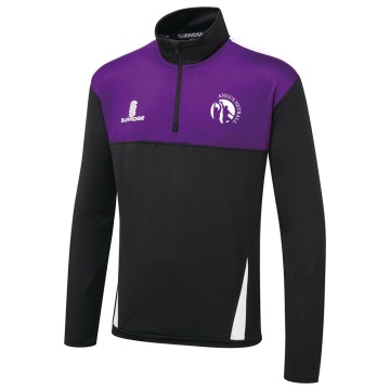 Angus Netball - Blade Performance Top - Black / Purple / White