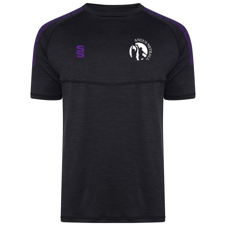 Angus Netball - Dual Gym T-shirt - Black Melange