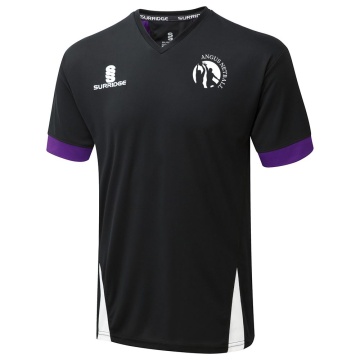 Angus Netball - Blade Training shirt - Black / Purple / White
